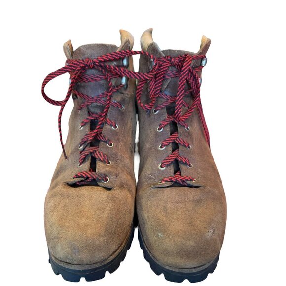 Vintage Vasque Brown Suede Leather Hiking Mountaineering Boots Men 14 Italy 7506 main image 15